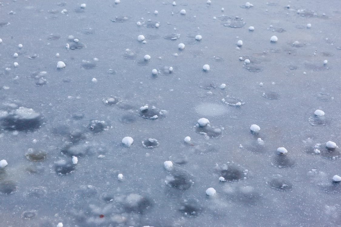Hail balls after heavy rain