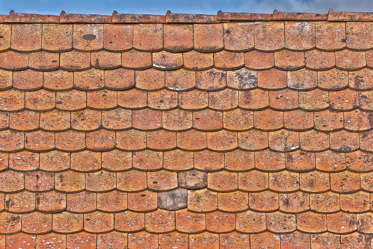 Worn-out looking roof tiles