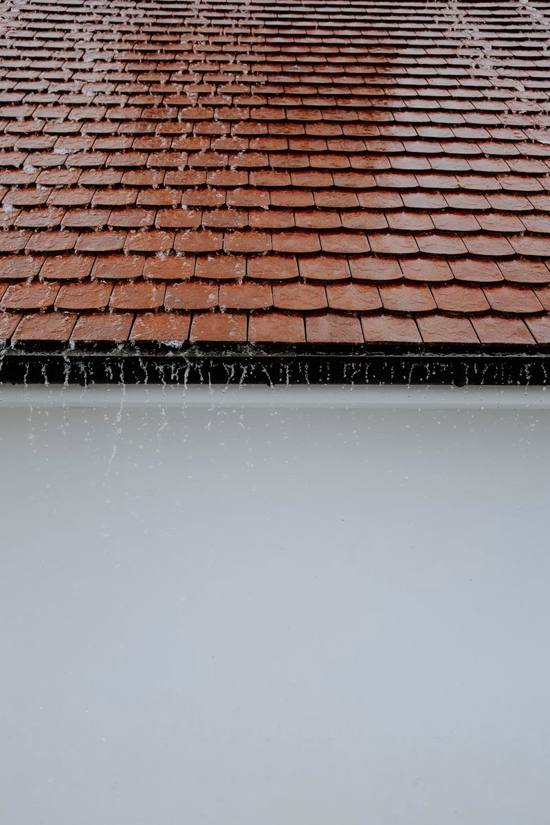 Rain water falling from roof