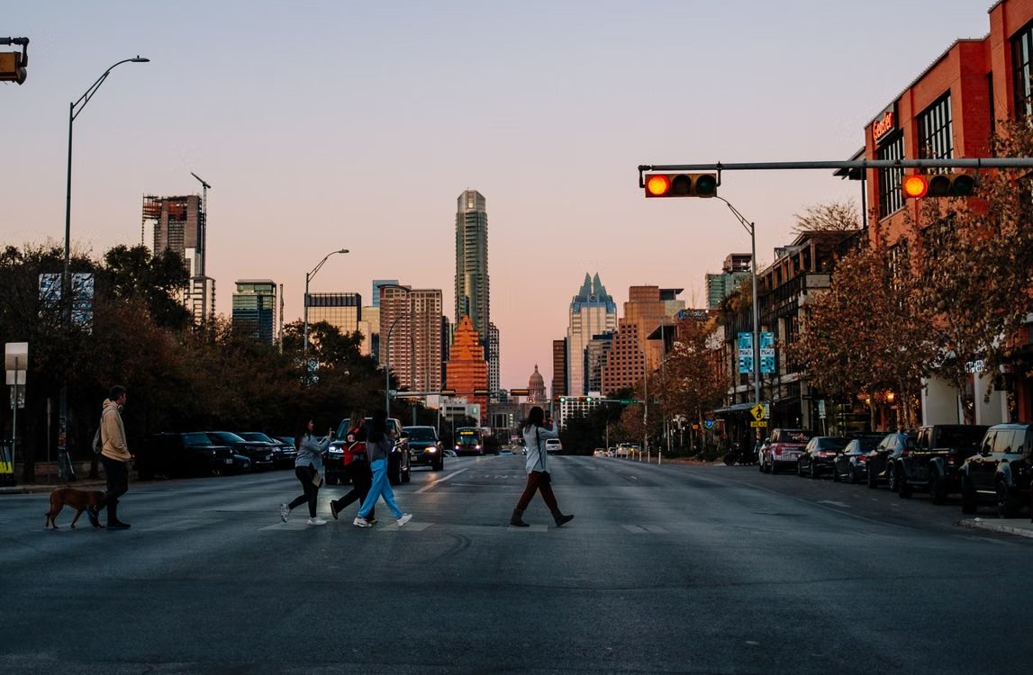 Crosswalk in Austin, Texas.