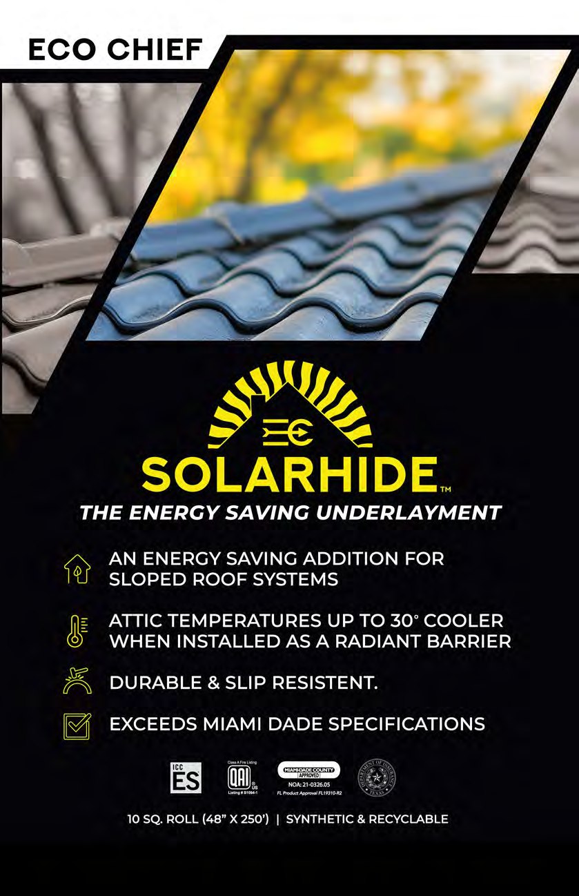 SOLARHIDE 2025 brochure cover — the energy-saving radiant-barrier underlayment by Eco Chief